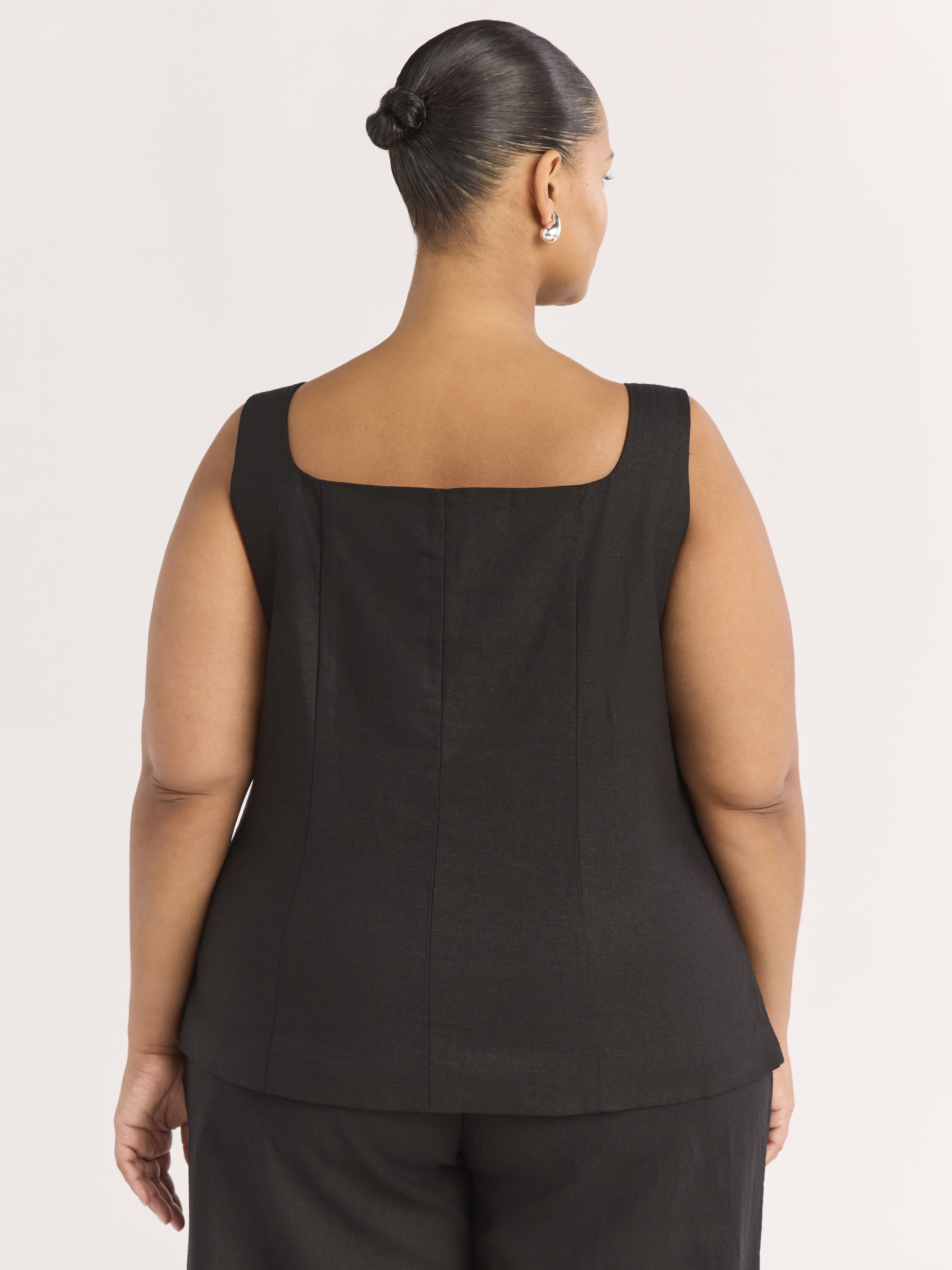 Scoop Women's Plus Linen Blend Square Neck Longline Vest, Sizes 1X-4X