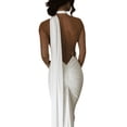thumbnail image 3 of Cenuakty Women Long Dress, Sleeveless Halterneck Solid Slim Fit Cocktail Dress Summer Dress for Party, 3 of 4