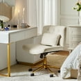 thumbnail image 3 of Adjustable Modern Swivel Velvet Desk Task Chair for Makeup Vanity Tan, 3 of 8