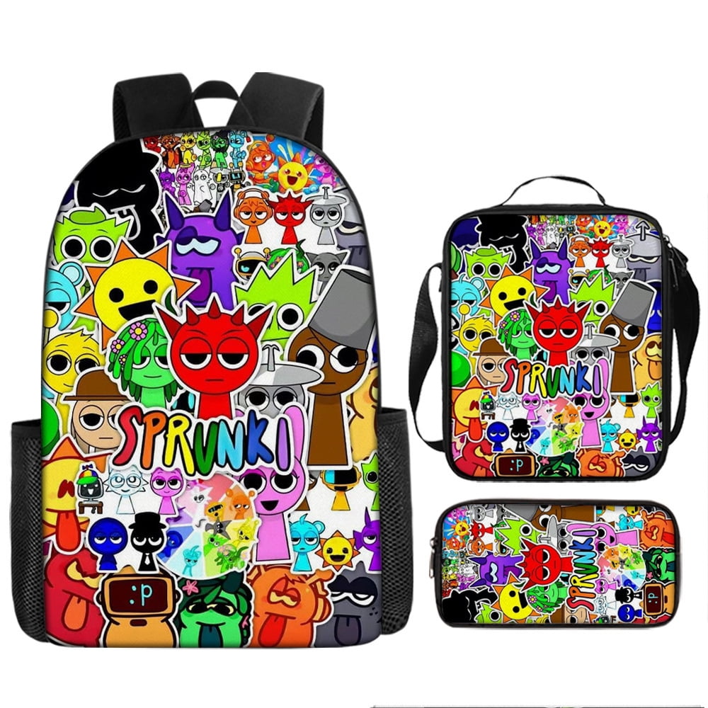 WovenWink Sprunky Backpacks, Sprunki Back Packs Pencil Bags Crossbody Bags Games Mochila Travel Back Packs, Best Gifts for Game Fans Birthday Graduation Theme Party