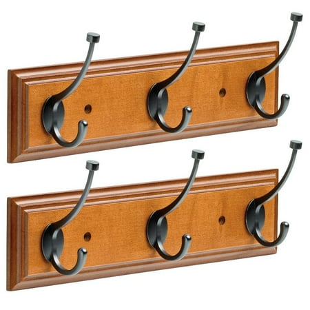 Wall Mounted Coat Rack - Franklin (2 Pack) Brass 16” Hanging Coat Rack Wall Mounted Rail Organizer 3 Hooks Clothes Rack Heavy Duty