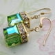 thumbnail image 2 of 2 piezas de pendientes de joya hechos de aleación verde y piedras preciosas artificiales, pendientes colgantes de hilo francés, regalo de joyería para madre, 2 of 5