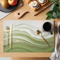 thumbnail image 2 of Green Abstract Placemats Set of 6, Waves Gradient Water Ripple Striped Placemats for Dining Table, Place Mats for Kitchen Tabletop, Waterproof Wipeable Dining Table Mats Set, 2 of 9