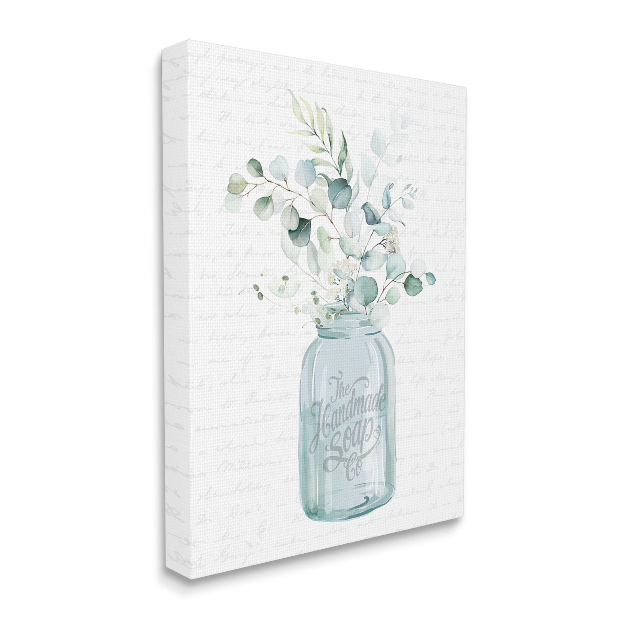 Stupell Industries Botanical Sprigs Arrangement Vintage Jar Cursive Script Graphic Art Gallery Wrapped Canvas Print Wall Art, Design by Lettered and Lined