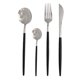 thumbnail image 1 of Juego de Cubiertos Chefmaker 16 Piezas Modelo Asaf De Acero Inoxidable Color Negro Plateado, 1 of 2