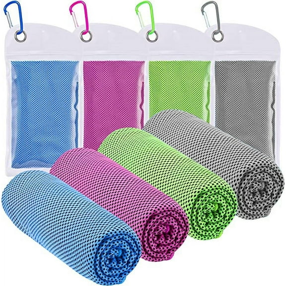 Cooling Towel for Neck(40"x12") by LIFETWO, 4 Pack Ice Towel/Cooling Towel/Soft Breathable Chilly Towel for Yoga, Sport, Running, Camping,Best Gym Gifts for Women/Man.