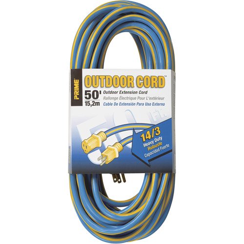 Prime Wire 50Foot Kaleidoscope Heavy Duty Outdoor Extension Cord, Blue