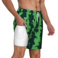 thumbnail image 3 of Picia Green Stripes Of Watermelon pattern Mens Swim Trunks with Compression Liner Stretch Beach Shorts Quick Dry with Zipper Pockets No-Chafing Board Shorts-Medium, 3 of 9