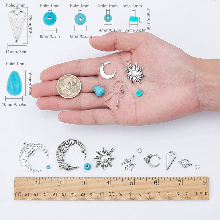 DIY 8 Pairs Star Moon Sun Dangle Earrings Making Kit Turquoise Beads  Jewelry Making Accessories Supplies Bohemian Style Charms DIY Making Kits  for Beginner Adults Silver Instruction 