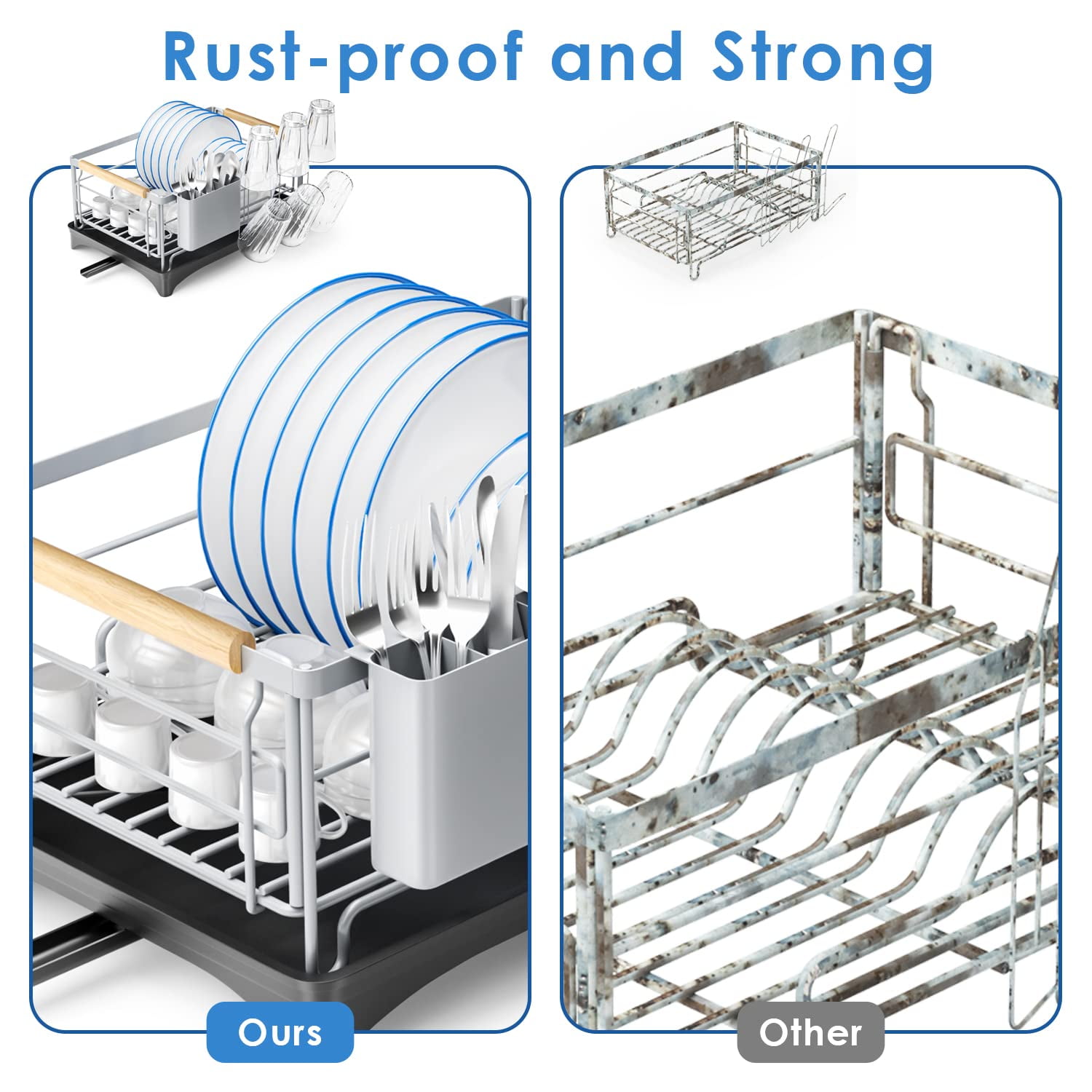 Dish Drying Rack, Expandable (14‘’-20.5‘’) Dish Racks for Kitchen Counter,  Auto