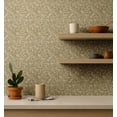 thumbnail image 4 of S4Sassy Removable Nature-Inspired Waterproof Wall Wrap, Plain Finish Wallcover, Classic Motif Leaf Print Contact Paper For Walls, Dresser, Self Adhesive Vinyl Wallpaper Roll- Beige(25"X60"), 4 of 8