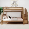 thumbnail image 2 of Max & Lily Solid Wood Twin over Full with Staircase for Kids, Pecan, 2 of 11