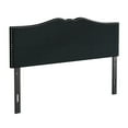 Castle Place Curved Upholstered Nailhead Trim Linen Headboard, Charcoal