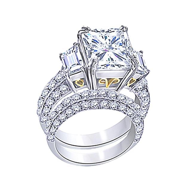 Harry Chad Enterprises 3554 5 CT Princess Center Diamond with 3Stone