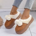 thumbnail image 4 of Women's Fluffy Platform Slippers Memory Foam Fuzzy House Slippers Thick Sole Indoor Outdoor Non Slip Plush Walking Shoes Brown Size 7.5, 4 of 7
