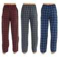 thumbnail image 2 of LNFINTDO 3 Pack Mens Pajama Pants Cotton Plaid Flannel Pjs Bottoms Lounge Sleepwear with Drawstring Button Fly, Red & Navy Stripe & Blue Plaid, X-Large, 2 of 7