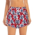 thumbnail image 4 of Lsque Palm Tree Pattern on Red Printed Women's Running Shorts with Liner Pockets,Elastic Quick Dry Workout Athletic Gym Yoga Shorts,Womens High Waist Shorts-XX-Large, 4 of 9