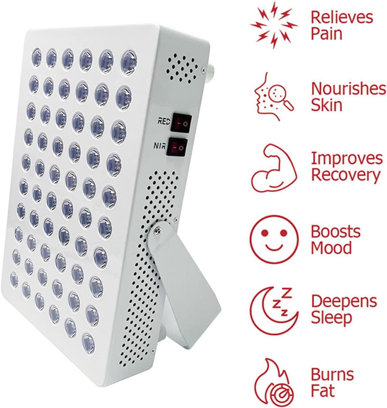 CNV High Power Red Light Beauty Panel for Skin Care, 60-LED Dual Chip 660nm & 850nm Near-Infrared Lamp with Adjustable Stand, Facial & Body Light Device for Home Spa Routine