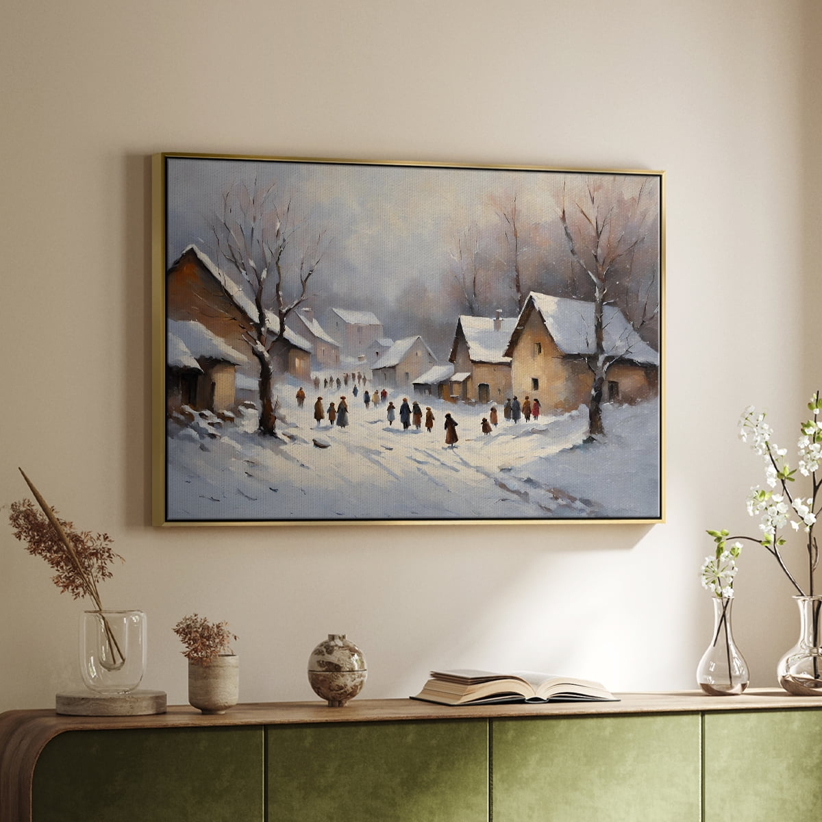 Vintage Landscape-CCX By Wexford Home Framed in Gold Wood Gallery Wrapped Canvas 25 in. x 37 in.