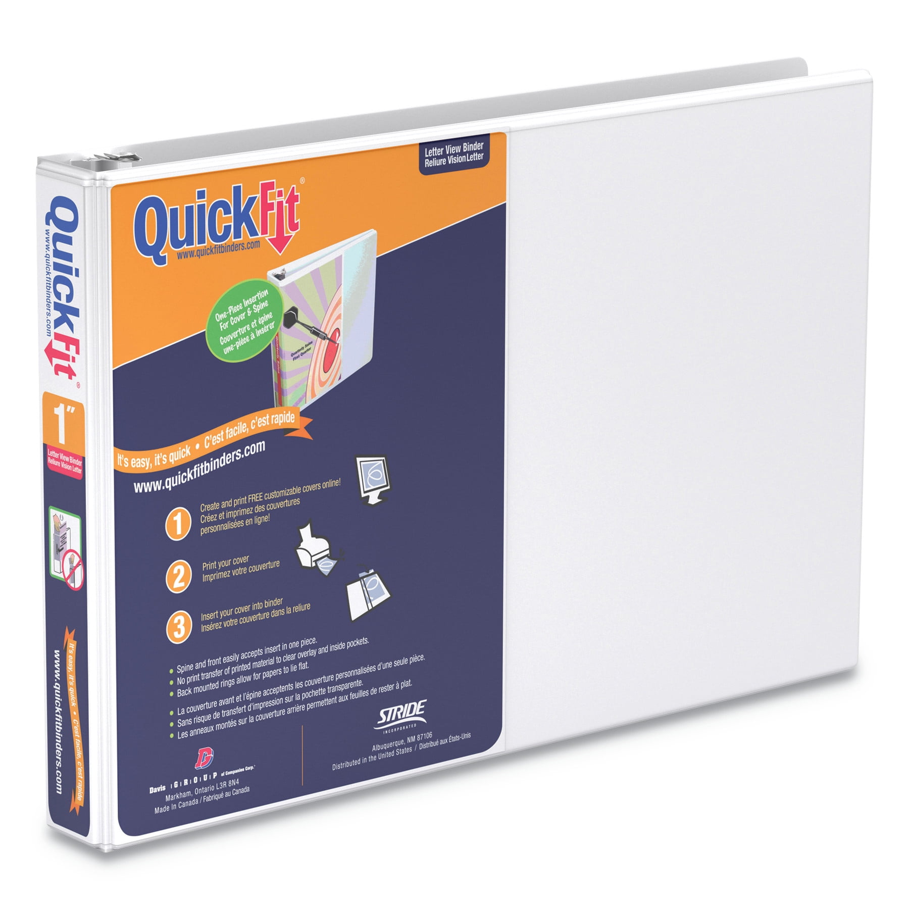 Stride QuickFit Landscape Spreadsheet Round Ring View Binder, 3 Rings