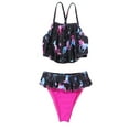thumbnail image 3 of Alvivi Girls 2Pcs Bikini Suit Ruffle Hem Tube Top Bottom Swimwear Set 2-10, 3 of 7