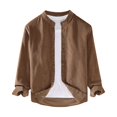 thumbnail image 1 of XDZJLR Mens T Shirts Retro Corduroy Stand Up Solid Color Fashionable Long Sleeved Tops, 1 of 4