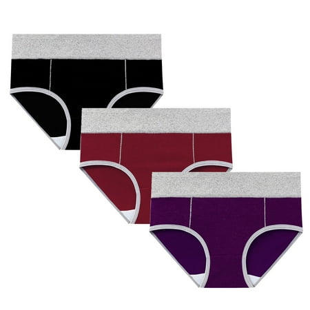 ATOYSOY Women s Multipack Solid Leak Proof Panty Comfy Shapewear Control Briefs for Ladies Period Underpants Plus Size Hip Lifting Cotton Panties  3 Pack Clearance Stretchy Purple XXXXL