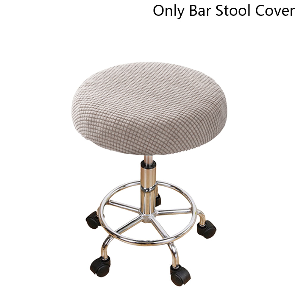 Denpetec Bar Stool Cushion Round Foam Padded Seat Cushions Water Proof PU Leather Bar Stool Covers with Elastic and Slip Proof Bottom 12 Inch Black