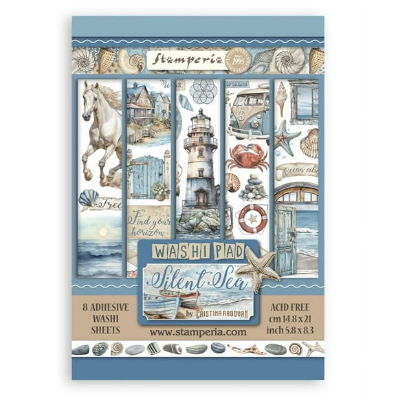 Stamperia A5 Washi Pad 8/Pkg-Silent Sea