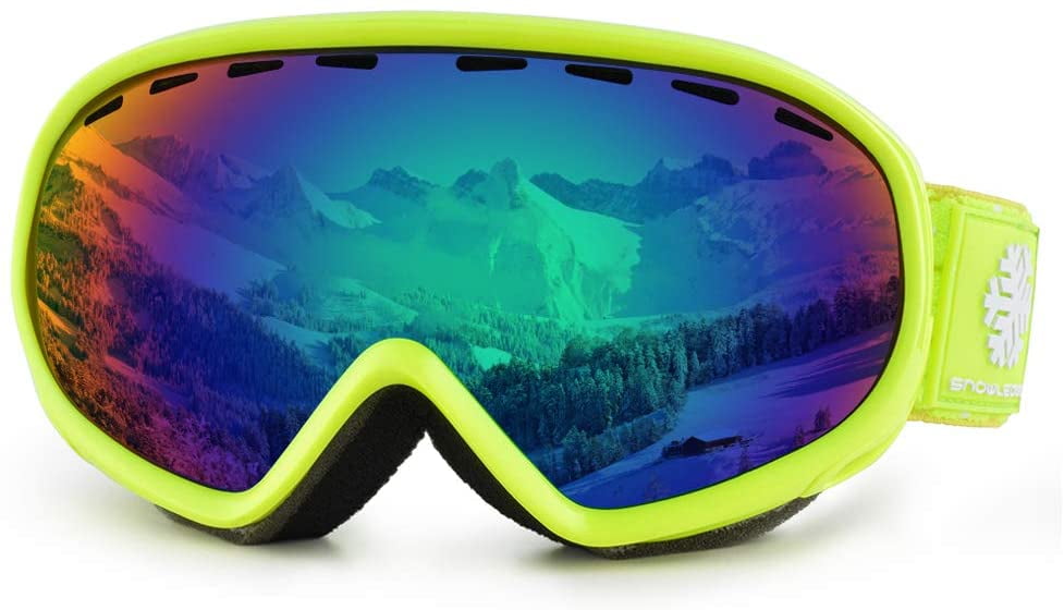 Ski Goggles UV Protection Anti-Fog Helmet Compatible Childrens 6-13 
