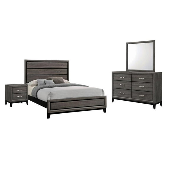 Coaster Company Watson 4-Piece Transitional Wood Full Bedroom Set, Gray Oak