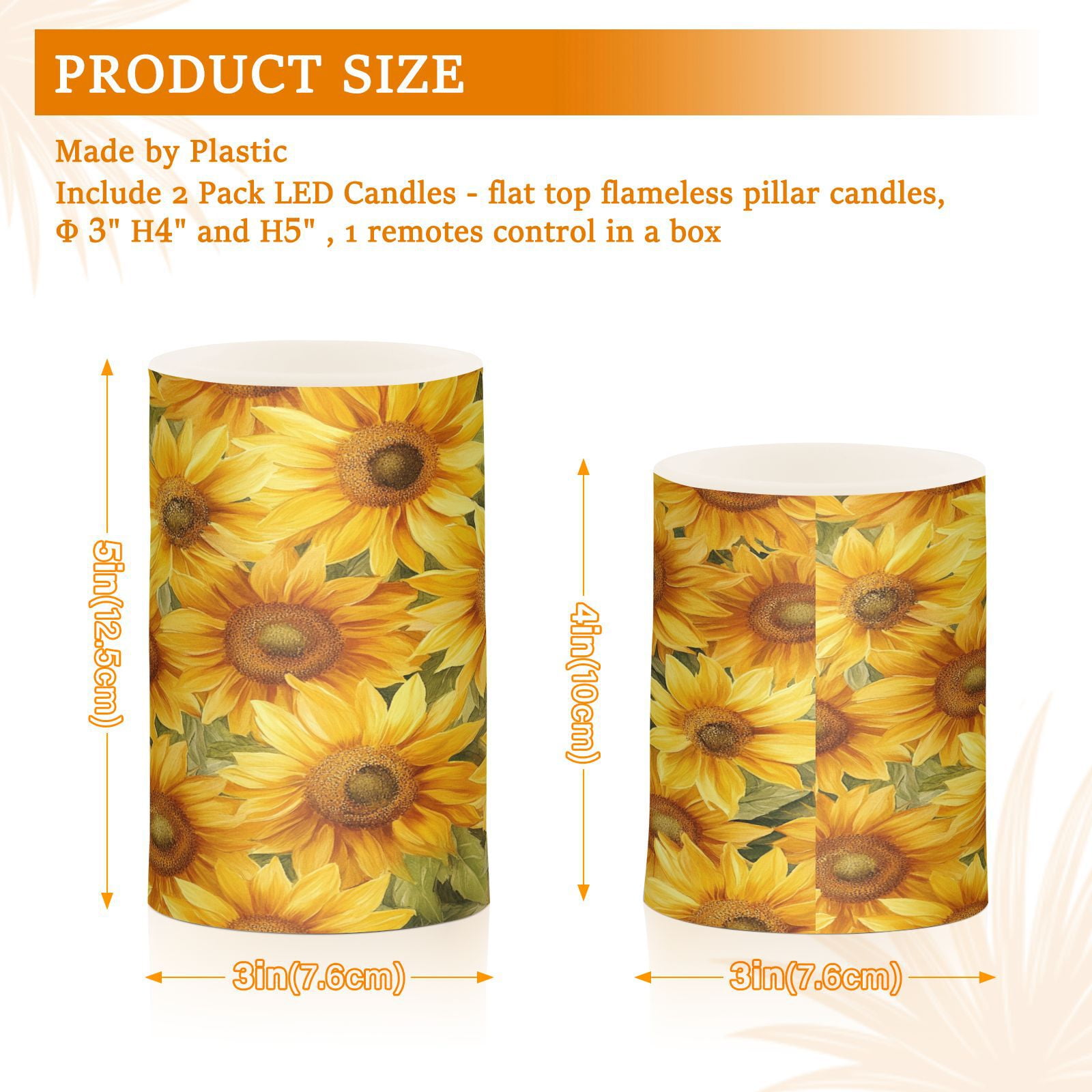 BZSMCE Flameless Candles LED Lights Sunflower Printed Creativity Battery Candles