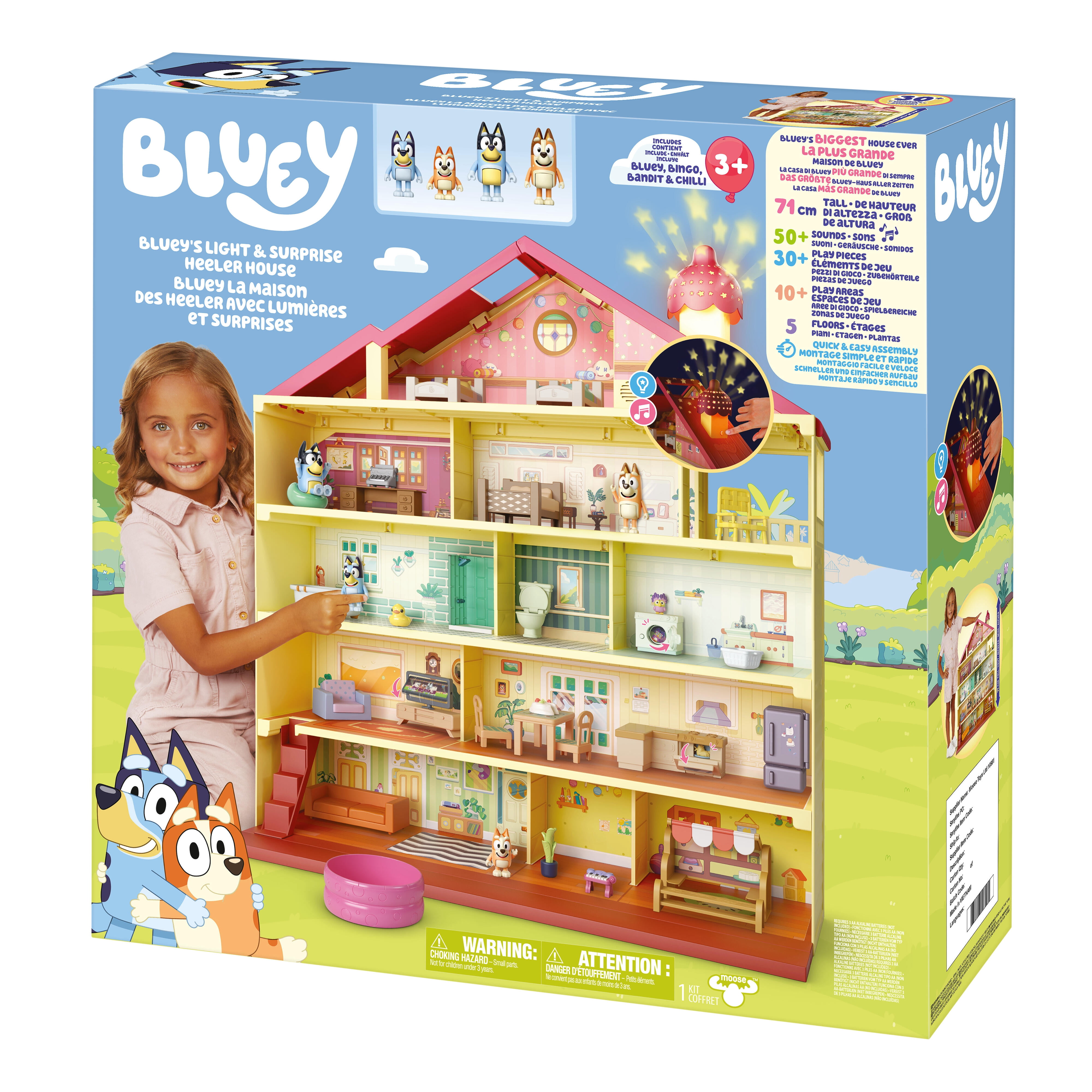 Bluey's Light and Surprise Heeler House, Biggest Ever at 21" Tall! 10+ Play Areas, 50+ Sounds, 30+ Play Pieces, Fun Interactive Toy for Kids Ages 3+
