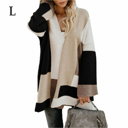 

BESTHUA Casual Knitted Cardigan Geometric Mixed Color Sweater for Girls