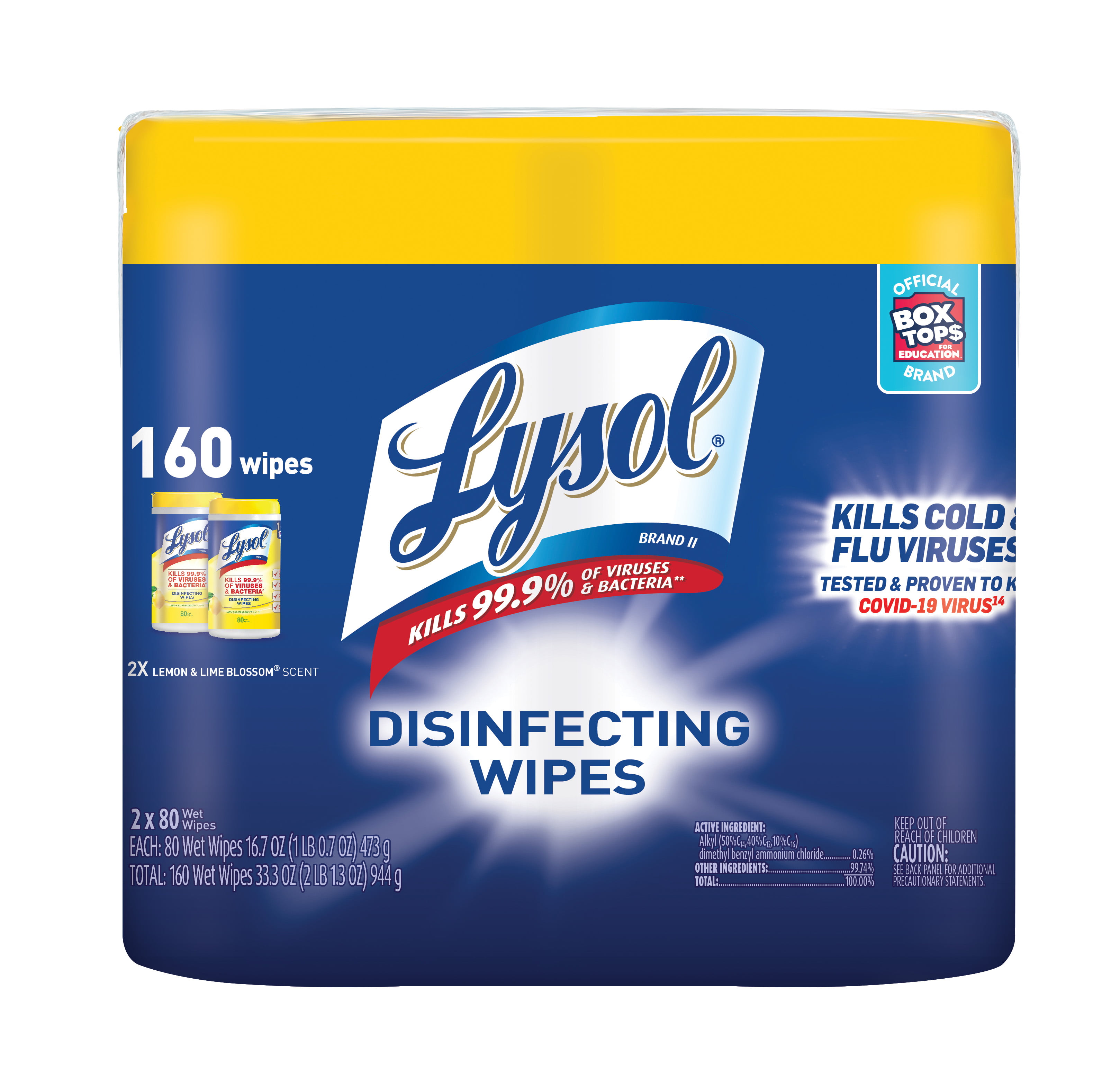 Lemon & Lime Blossom 3 Packs of 80 Wipes Lysol Disinfecting Wipes Value Pack 240 Wipes