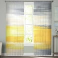 thumbnail image 2 of Yellow Gray Sheer Curtains 84 Inches Long 2 Panels Set, Window Sheer Curtains for Living Room/Bedroom, Modern Abstract Oil Painted Art Light Filtering Rod Pocket Curtain 52'' x 84'' x 2, 2 of 7