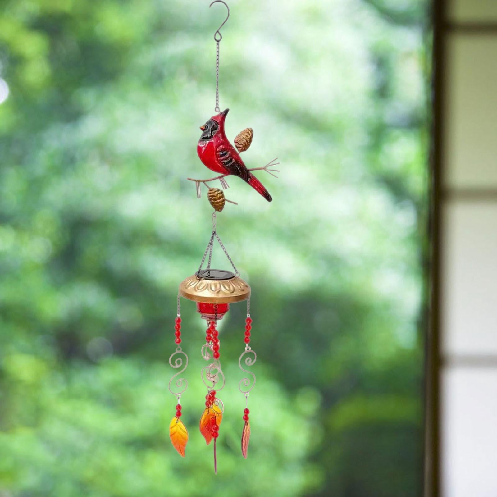 colaxi Bird Wind Chime with Solar Light Hanging Ornament Birthday Gift Memorial Gift Indoor Outdoor Decor for Tree Garden Yard Patio
