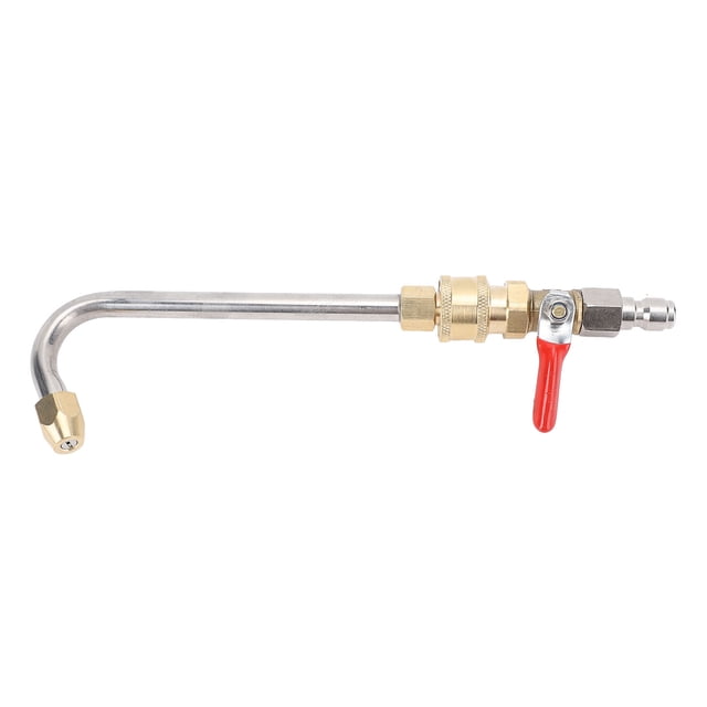 Gutter Cleaner Attachment Curved Wand with Valve Curved Pressure Washer Extension Wand with Valve 1/4 Inch Connector Power Washer Gutter Cleaner Attachment Rod