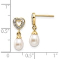 thumbnail image 3 of 14K Yellow Gold 7X5mm Teardrop Fwc Pearl .01Ct Heart Diamond Dangle Earrings (17 X 6) Made In India xe2498aa, 3 of 5