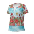 thumbnail image 2 of Naloa Winter Birds on the Fence Print T-Shirts Short Sleeve V Neck Tees for Women Fashion Tops Trendy Lightweight Soft Casual Summer Outfits Clothes, 2 of 5
