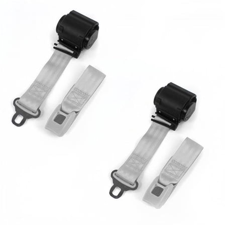 SafeTBoy Standard 2 Point Gray Retractable Bucket Seat Belt Kit with 2 Belts for 1980-1996 Ford Bronco