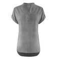 thumbnail image 4 of Gamivast Linen Shirts for Women Loose Fitted V Neck 3/4 Sleeve Casual Blouses Comfortable Solid Tunic Going out Tops Summer Trendy outfits, 4 of 5