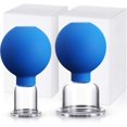thumbnail image 1 of 2 Pieces Glass Cupping Set, Facial Cupping Cups Glass Silicone Cupping Cups Vacuum Suction Cupping Cups for Face Skin Back Shoulder Muscle (Blue,2.2 Inch and 1.4 Inch Diameter), 1 of 5