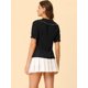 thumbnail image 4 of Blusa Abotonada Con Cuello Peter Pan Y Ribete De Color En Contraste Para Mujer Negro M, 4 of 5