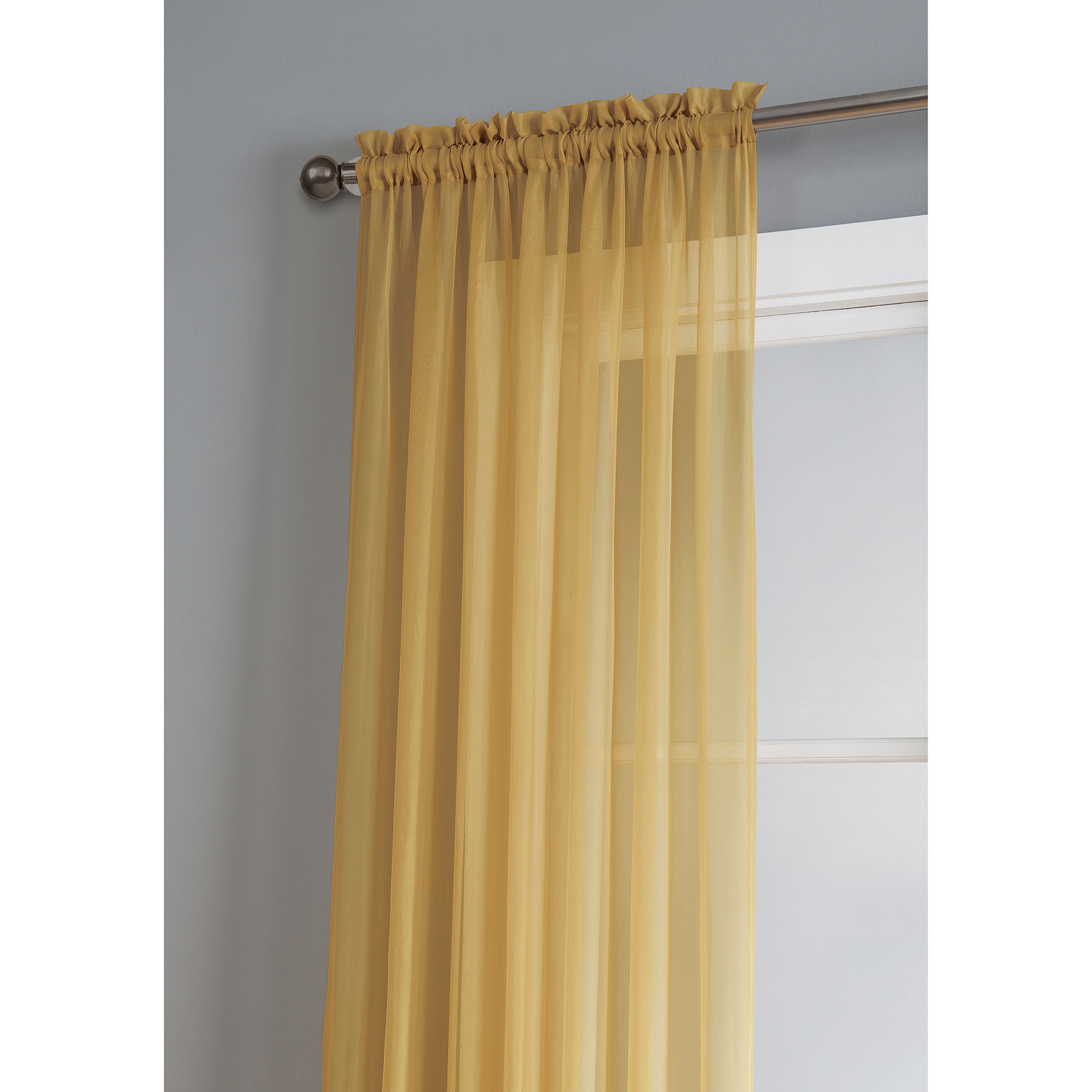 Diamond Sheer Voile Extra Wide 56" x 84" Rod Pocket Window Curtain Panel, Gold