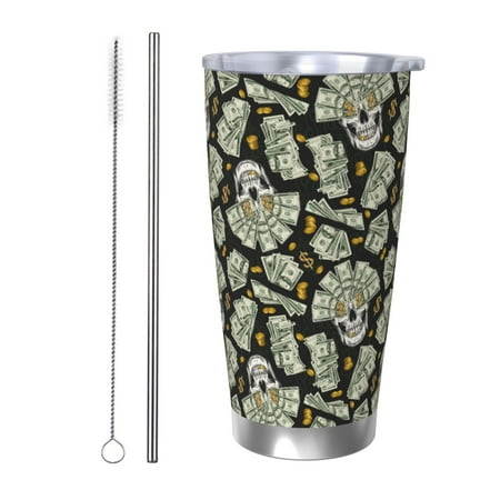 

Coaee Skull with Dollar for 20oz Insulated Kettle Water Bottle For Running Hiking Cycling Climbing Men S Woman Insulated Water Bottle-Straw Two-piece Set