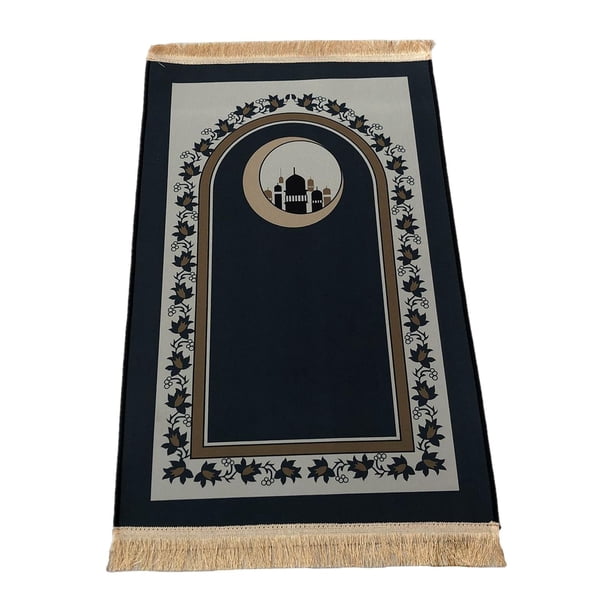 Alfombra de oración islámica Alfombra de oración de franela Decoración islámica Suave para las rodillas y la frente Alfombras para el hogar Sala de estar Interior Viajes al 80x120cm Flor Macarena Alfombra de rezo