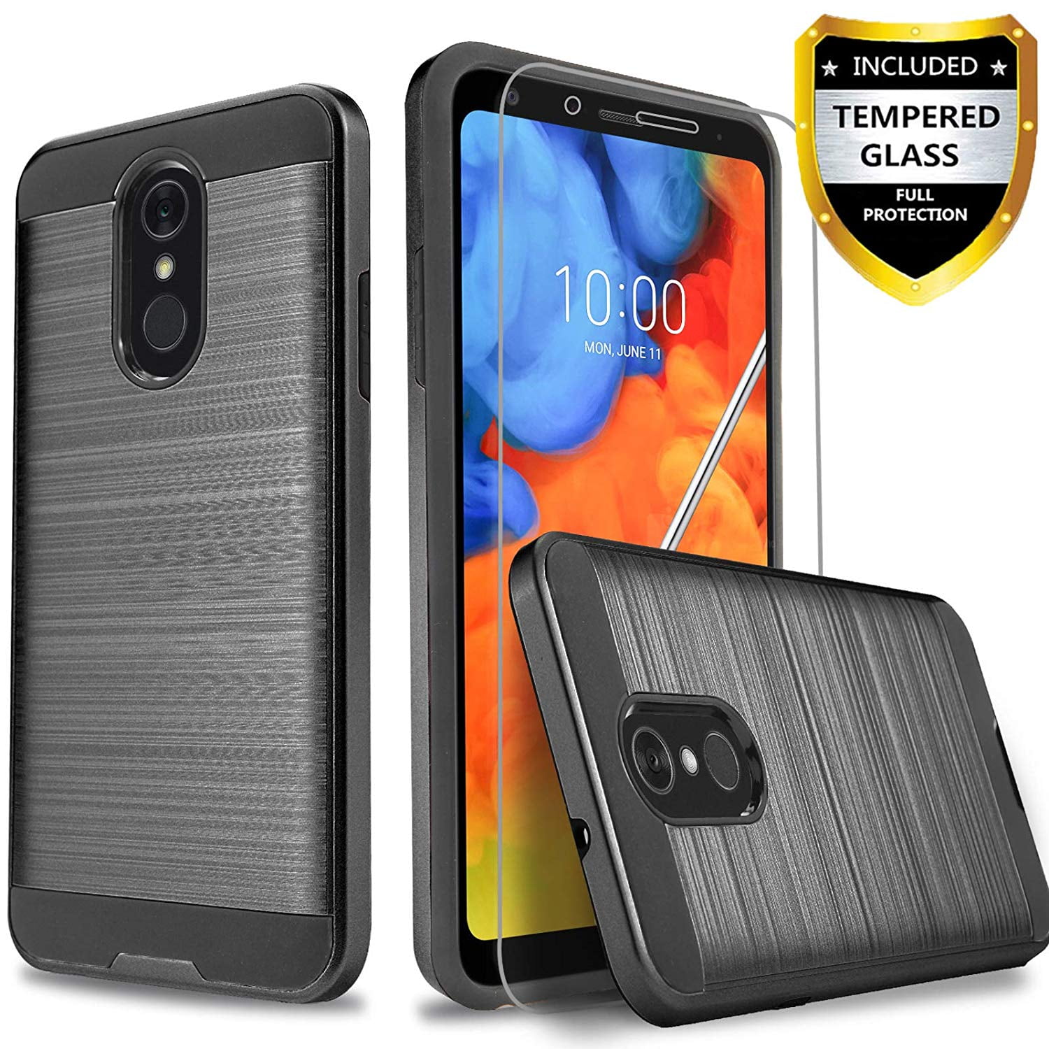 Revvl 2 Phone Case, (TMobile) 2Piece Style Hybrid Shockproof Hard Case Cover with [ Tempered