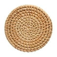 thumbnail image 2 of Handwoven Rattan Placemats Set, Round Dining Table Mats, Natural Wood Color, Heat-Resistant & Non-Slip, 5 Sizes (3.14In to 7.87In Diameter) for Home Decor, 2 of 6