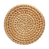 Handwoven Rattan Placemats Set | Round Heat-Resistant & Non-Slip Dining Table Mats | Natural Wood Color for Home Decor | 5 Sizes 7.87in to 3.14in